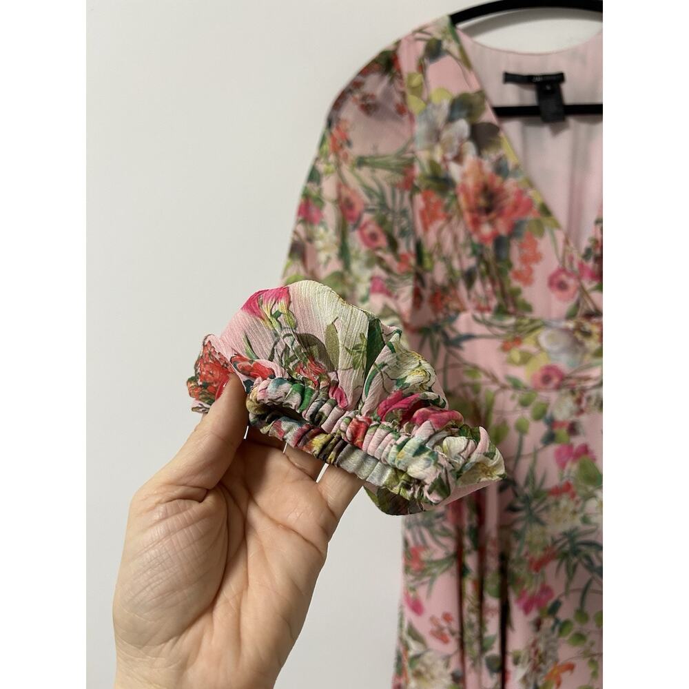 Jay Godfrey Womens Eldon Dress Pink Size 4 long sleeve‎ Floral Wrap Midi Lined - Picture 4 of 11